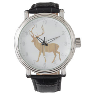 Deer op retrohouten achtergrond horloge