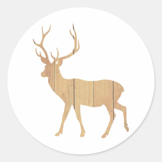 Deer op retrohouten achtergrond ronde sticker (Voorkant)