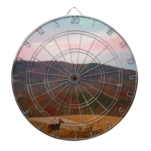 Deer op zonsondergang golfbaan dartbord (Voorkant)