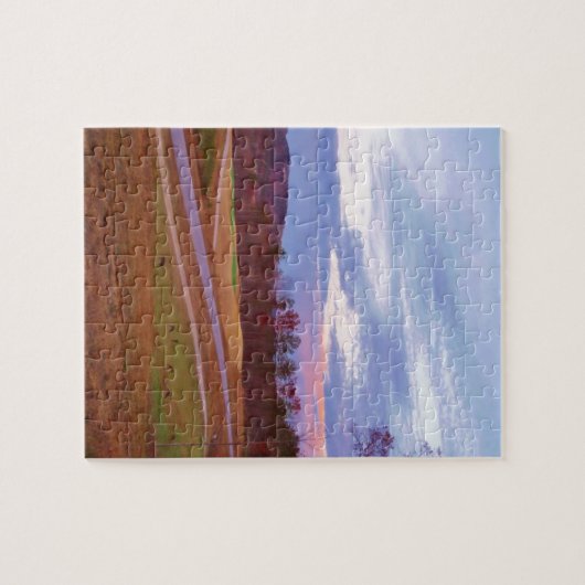 Deer op zonsondergang golfbaan legpuzzel (Horizontaal)