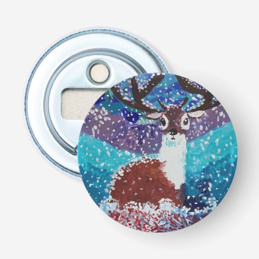 Deer Painting Button Flesopener (Voorkant)