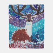Deer Painting Fleece Deken (Voorkant)