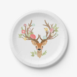 Deer Paper Borden Baby shower Woodland Antlers Papieren Bordje