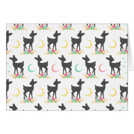 Deer Pattern, Baby Deer, Boho, Flowers, Moon