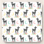 Deer Pattern, Baby Deer, Boho, Flowers, Moon Bier Onderzetter (Voorkant)