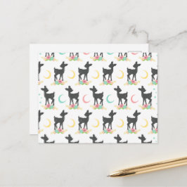 Deer Pattern, Baby Deer, Boho, Flowers, Moon Briefkaart