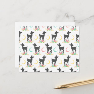 Deer Pattern, Baby Deer, Boho, Flowers, Moon Briefkaart