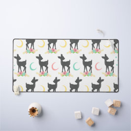 Deer Pattern, Baby Deer, Boho, Flowers, Moon Bureaumat