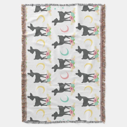 Deer Pattern, Baby Deer, Boho, Flowers, Moon Deken (Voorkant Verticaal)