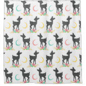Deer Pattern, Baby Deer, Boho, Flowers, Moon Douchegordijn (Voorkant)