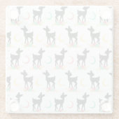 Deer Pattern, Baby Deer, Boho, Flowers, Moon Glazen Onderzetter (Achterkant)