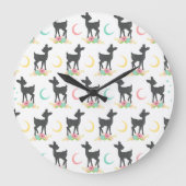 Deer Pattern, Baby Deer, Boho, Flowers, Moon Grote Klok (Voorkant)