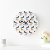 Deer Pattern, Baby Deer, Boho, Flowers, Moon Grote Klok (Huis)