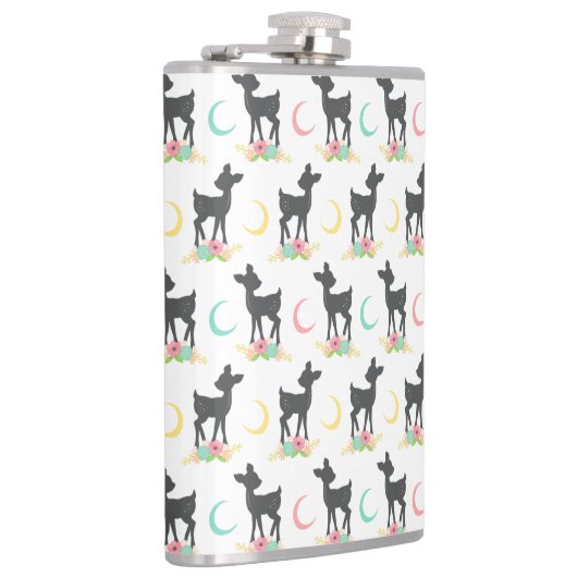 Deer Pattern, Baby Deer, Boho, Flowers, Moon Heupfles (Rechts)