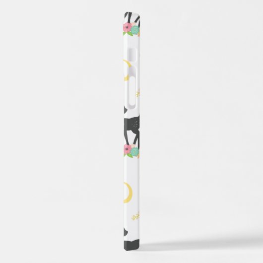 Deer Pattern, Baby Deer, Boho, Flowers, Moon iPhone Hoesje (Linkerkant)