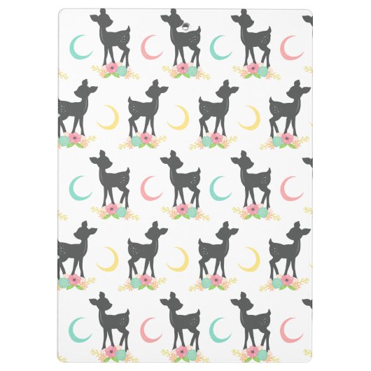 Deer Pattern, Baby Deer, Boho, Flowers, Moon Klembord (Achterkant)