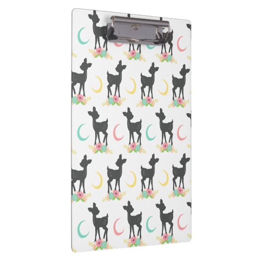 Deer Pattern, Baby Deer, Boho, Flowers, Moon Klembord (Rechts)