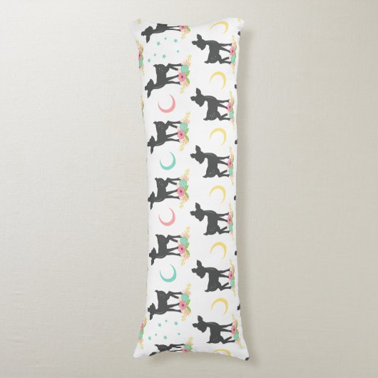Deer Pattern, Baby Deer, Boho, Flowers, Moon Lichaamskussen (Voorkant Verticaal)