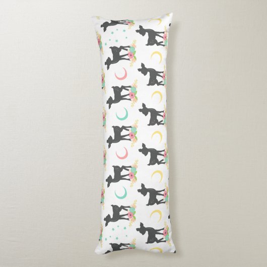 Deer Pattern, Baby Deer, Boho, Flowers, Moon Lichaamskussen (Achterkant (Verticaal))