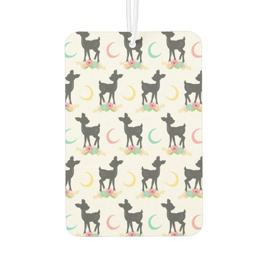 Deer Pattern, Baby Deer, Boho, Flowers, Moon Luchtverfrisser (Achterkant)