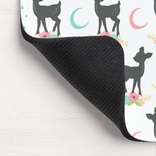 Deer Pattern, Baby Deer, Boho, Flowers, Moon Muismat (Hoek)