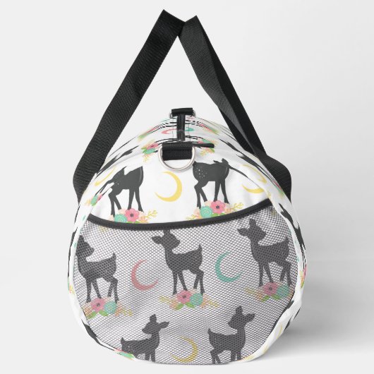 Deer Pattern, Baby Deer, Boho, Flowers, Moon Plunjezak (Rechts)