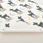 Deer Pattern, Baby Deer, Boho, Flowers, Moon Sherpa Deken (3/4)