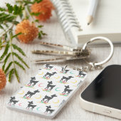 Deer Pattern, Baby Deer, Boho, Flowers, Moon Sleutelhanger (Voorkant Rechts)