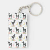 Deer Pattern, Baby Deer, Boho, Flowers, Moon Sleutelhanger (achterkant)