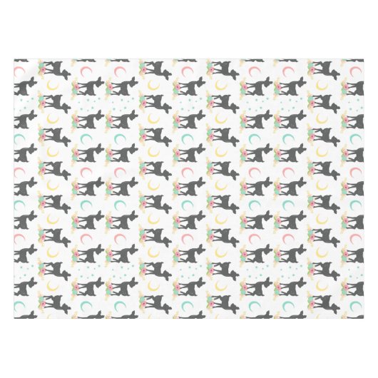 Deer Pattern, Baby Deer, Boho, Flowers, Moon Tafelkleed (Voorkant (Horizontaal))