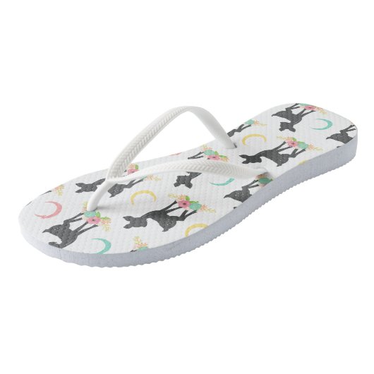 Deer Pattern, Baby Deer, Boho, Flowers, Moon Teenslippers (Schuin)