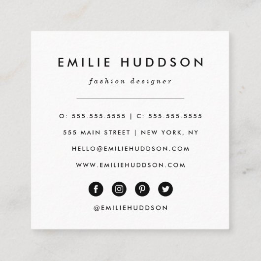 Deer Pattern, Baby Deer, Boho, Flowers, Moon Vierkante Visitekaartje (Achterkant)