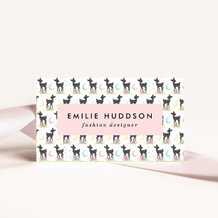 Deer Pattern, Baby Deer, Boho, Flowers, Moon Visitekaartje