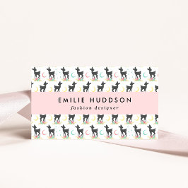 Deer Pattern, Baby Deer, Boho, Flowers, Moon Visitekaartje