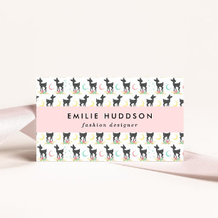 Deer Pattern, Baby Deer, Boho, Flowers, Moon Visitekaartje