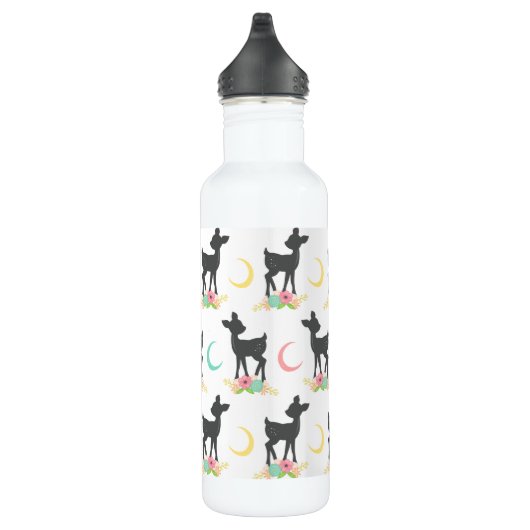 Deer Pattern, Baby Deer, Boho, Flowers, Moon Waterfles (Rechts)