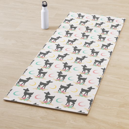 Deer Pattern, Baby Deer, Boho, Flowers, Moon Yogamat (In situ)