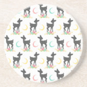 Deer Pattern, Baby Deer, Boho, Flowers, Moon Zandsteen Onderzetter (Voorkant)