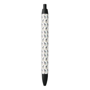 Deer Pattern, Baby Deer, Boho, Flowers, Moon Zwarte Inkt Pen