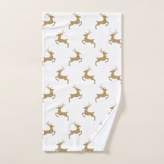 Deer Pattern in Faux Yellow Glitter Texture Bad Handdoek (Handdoek)