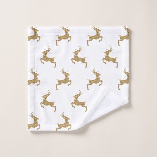 Deer Pattern in Faux Yellow Glitter Texture Bad Handdoek (Wasdoekje)