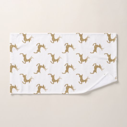 Deer Pattern in Faux Yellow Glitter Texture Bad Handdoek (Handdoek)