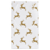 Deer Pattern in Faux Yellow Glitter Texture Klein Cadeauzakje (Achterkant)
