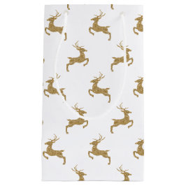 Deer Pattern in Faux Yellow Glitter Texture Klein Cadeauzakje