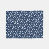 Deer Pattern in Navy Blue en White Fleece Deken (Voorkant (Horizontaal))
