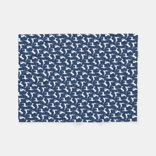 Deer Pattern in Navy Blue en White Fleece Deken (Voorkant (Horizontaal))