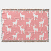 Deer Pattern in White op Roze Deken (Voorkant)