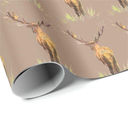 Deer Pattern Waterverf Rustige kerst Cadeaupapier (Rol Hoek)