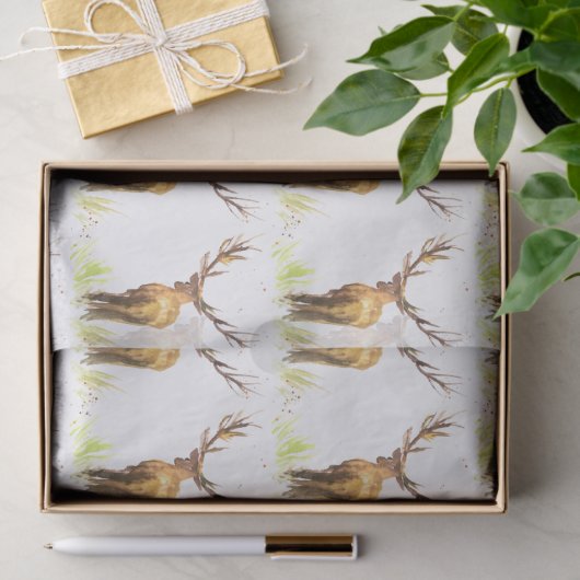 Deer Pattern Waterverf Rustige Kerstmis Brown Tissuepapier (Geschenk)