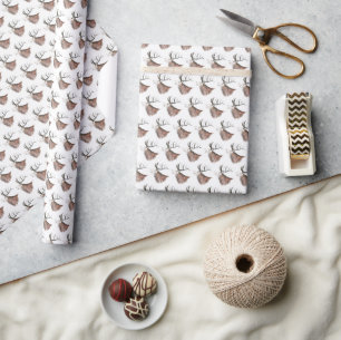Deer Pattern-Waterverf Rustige kerstwrapping Cadeaupapier
